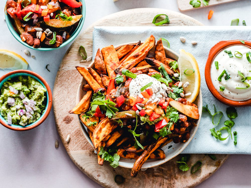 a bowl of appetizers.