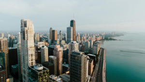 An aerial view of Chicago.