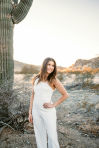 A woman enjoys posing in Phoenix.