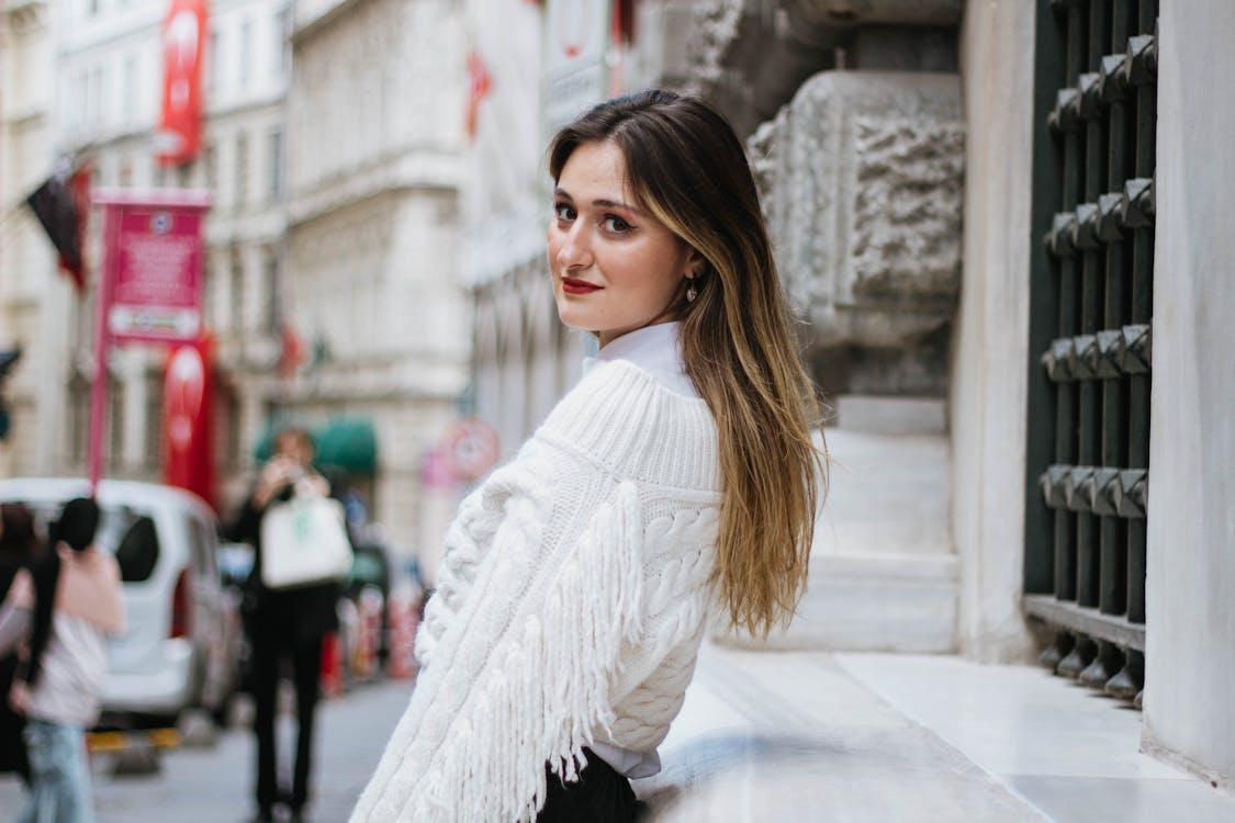 A charming woman exploring an urban street in Istanbul