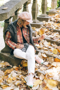 A woman travelling in fall.