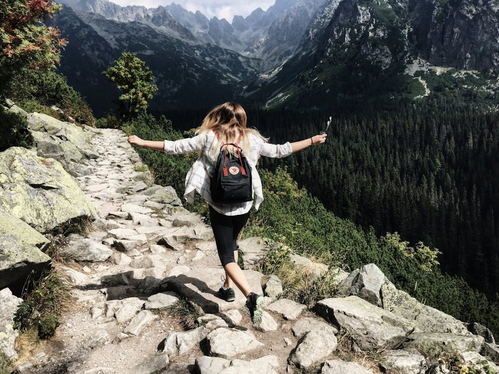 A woman hiking