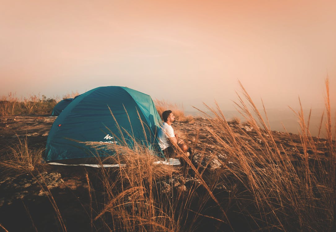 A man camping