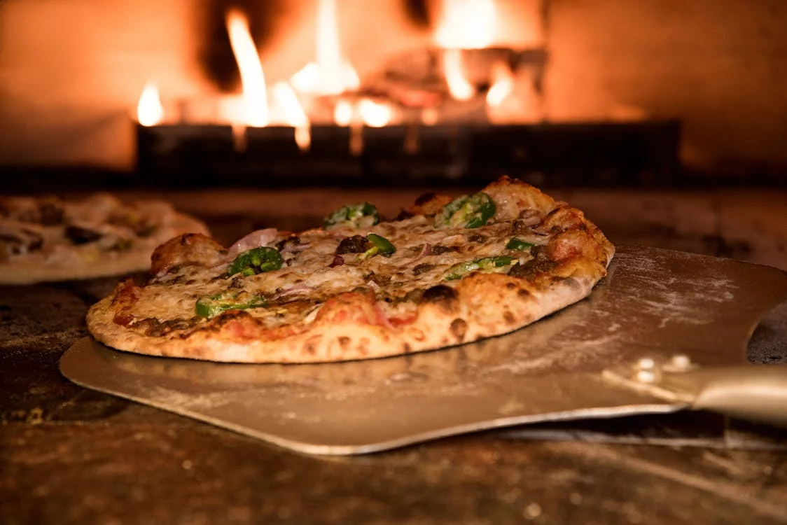 A wood-fired pizza